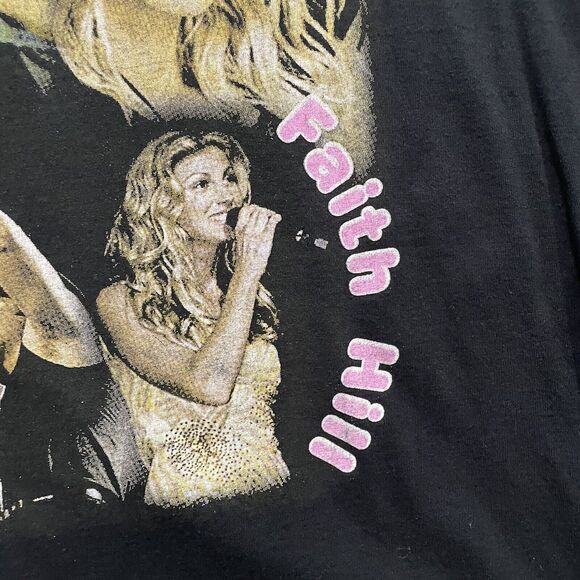 Vintage Faith Hill Rap Tee Shirt Mens Large Tim McGraw WCW Tag 90s Rare Black - Picture 6 of 13